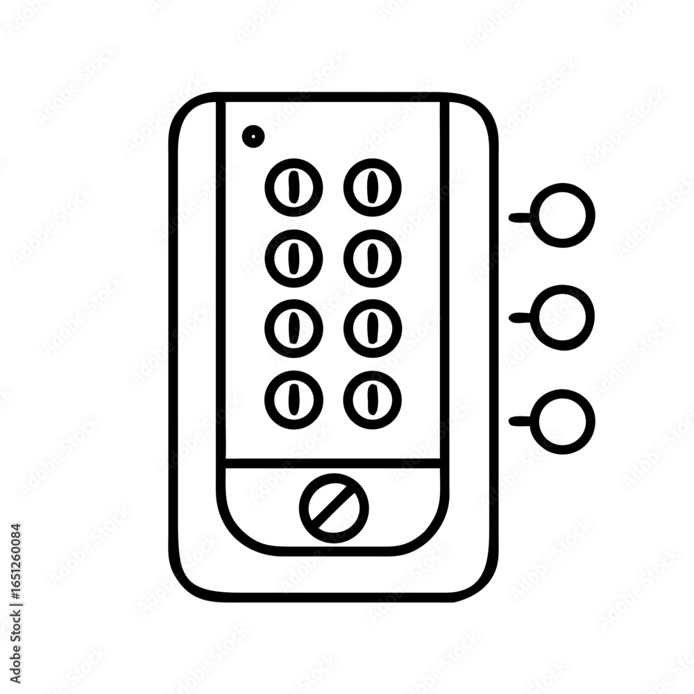 Poster keypad control access system for security or medical device. technology outline vector icon for web,