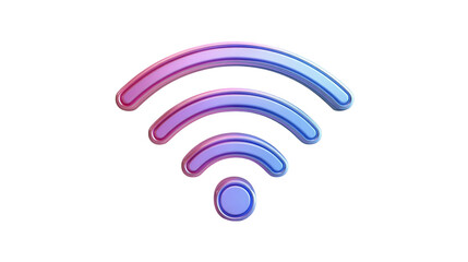 3D Wifi Symbol Purple Blue Gradient Wireless Network Technology