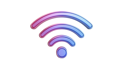 3D Wifi Symbol Purple Blue Gradient Wireless Network Technology