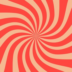Abstract background with a spiral pattern in red and beige tones. Vibrant retro design that creates a sense of movement and energy.