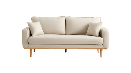 Fototapeta premium Modern Beige Couch with Pillows | Contemporary Neutral Sofa Design for Home Interiors