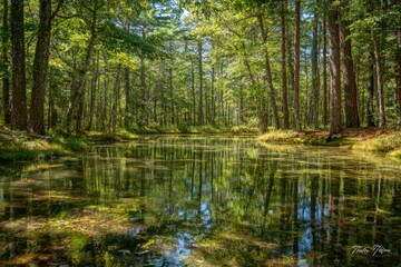 Serene Forest Pond Reflection