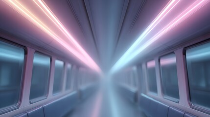 blurred image of a futuristic high-speed train interior