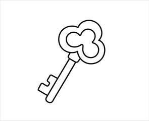 Key outline icon. Isolated vector illustration.