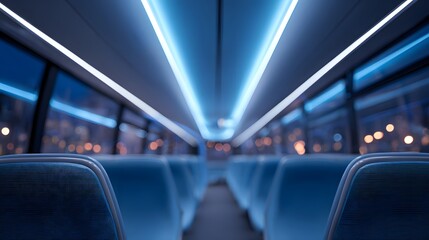 Obraz premium blurred image of a futuristic electric bus interior