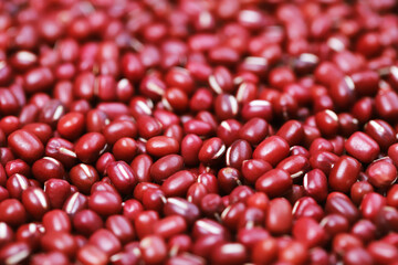 Uncooked kidney beans red texture food. Red adzuki bean texture background.