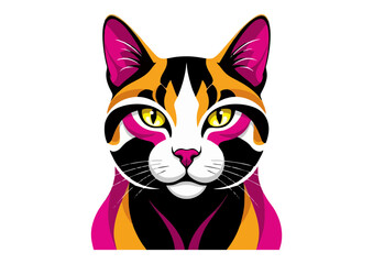Obraz premium Stylized cat portrait with vibrant colors 