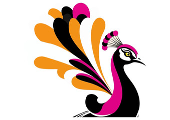 Fototapeta premium Stylized peacock portrait with vibrant colors 