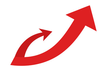 Two red arrows showing growth and progress