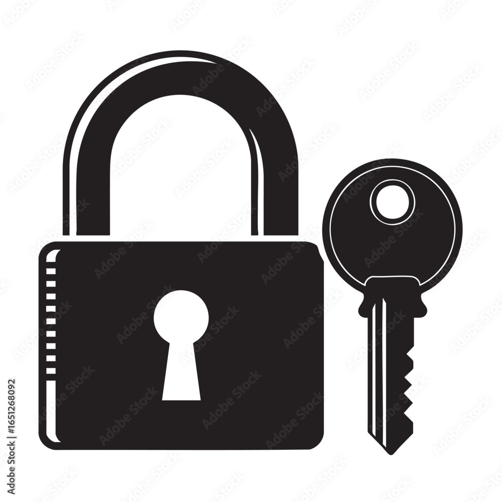 Aufkleber Lock and key illustration for security solution and access control concept padlock and key graphic design