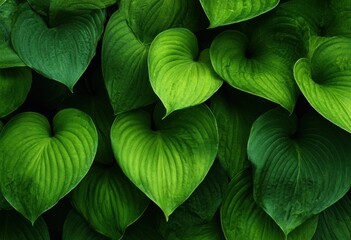 Close-up of lush green heart-shaped leaves