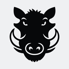 Silhouette wild boar head simple emblem graphic vector illustration