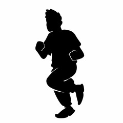 Silhouette illustration of fourth family members in running pose, silhouette of a man running, children sport, flat character design