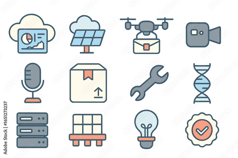 Poster vector illustration of technology and science concepts for modern use