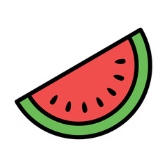 Juicy Watermelon Icon – Fresh Summer Fruit in Flat Style