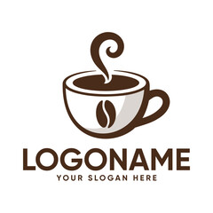 Modern Coffee Cup and Bean Logo