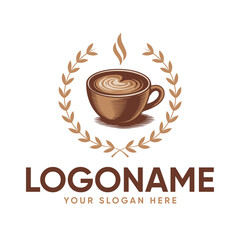 Premium Coffee Cup with Laurel Wreath Logo