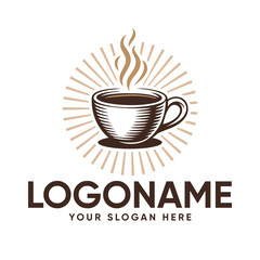 Vintage Coffee Cup with Sunburst Logo