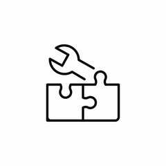 wrench puzzle pieces icon sign vector