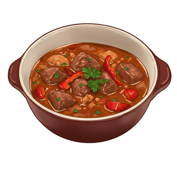 stew in brown bowl, appetizing food clip art preview