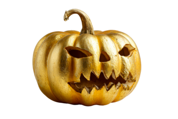 Unique golden pumpkin with spooky face design