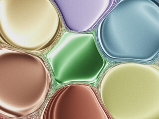 Futuristic abstract background featuring glossy metallic liquid forms in pastel tones. Perfect for modern design, branding, packaging, web, and digital artwork with vibrant, smooth textures.