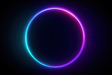 Neon circle frame on black