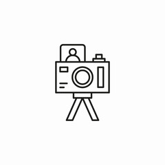 camera on tripod icon sign vector