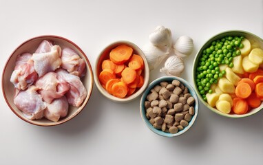 Cooked chicken and fresh vegetables prepared for a hearty meal in a kitchen setting with vibrant colors and textures