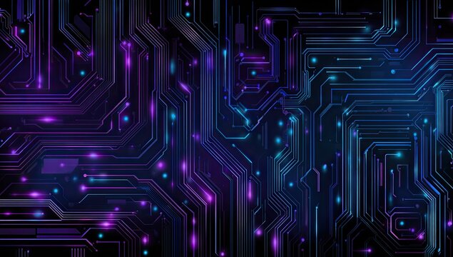 Abstract circuit board pattern with vibrant neon colors