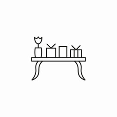 table with giftboxes icon sign vector