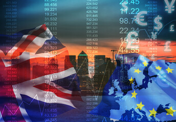 UK Stock graphic background on financial market trade chart