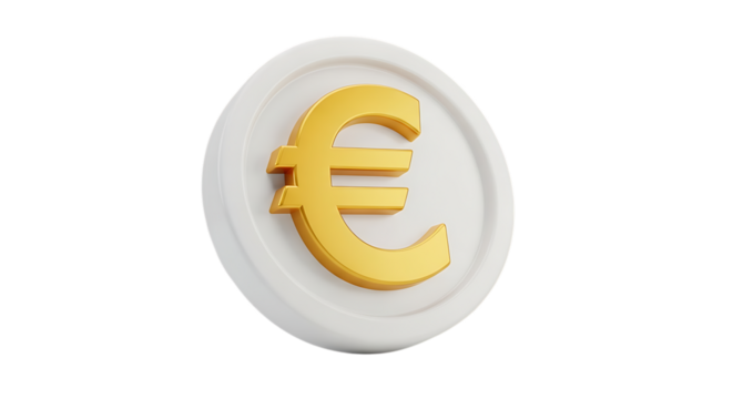 Golden Euro Symbol Coin on White Background for Finance and Business Conceptual Image Representation European Currency Economic Stability and Investment Opportunities