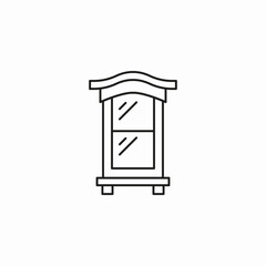 wooden cabinet window icon sign vector