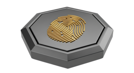 Golden Fingerprint on Secure Device Illustration for Biometric Technology and Digital Identity Solutions with Black Background