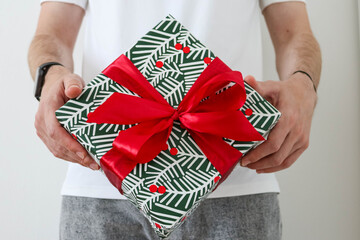 Gift wrapped in holiday design paper