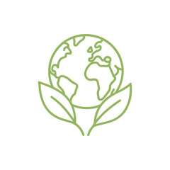 Green Earth Logo with Leaves Environmental Protection Global Sustainability Icon Design