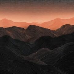 Mountain range illustration with a textured effect.