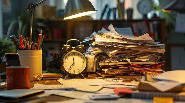office desk lamp and clock