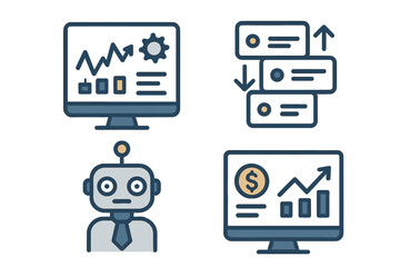 Vector illustration of technology and data analysis concepts