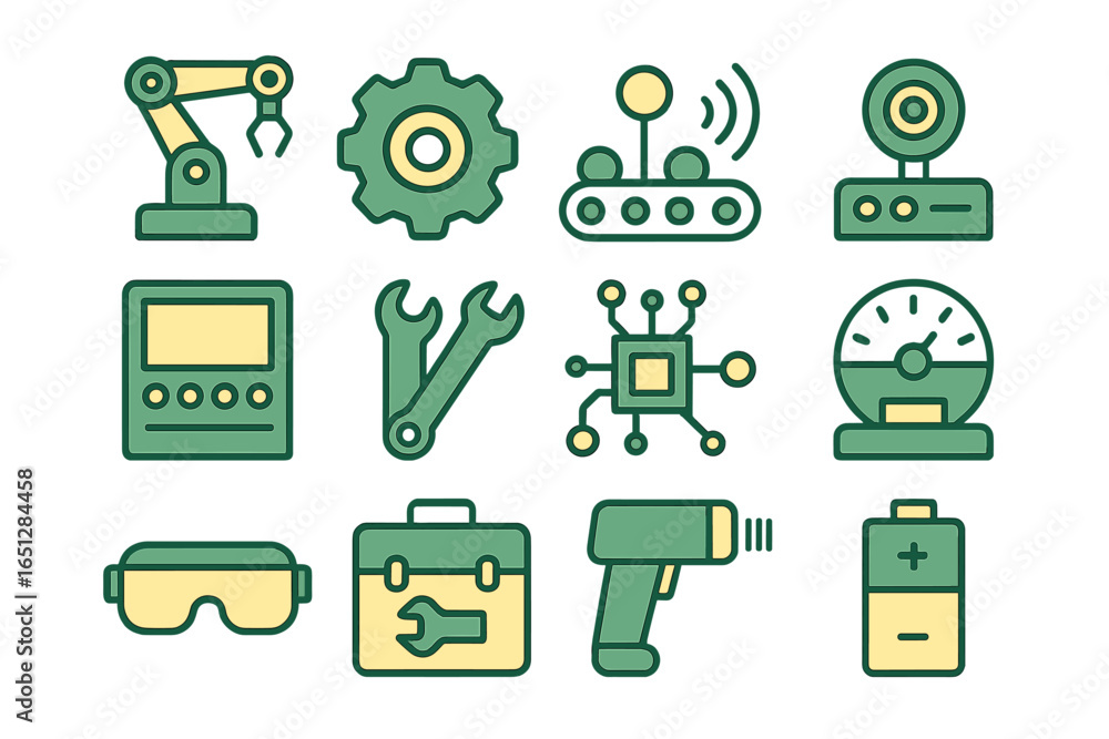 Poster vector art of engineering tools and robotics for design