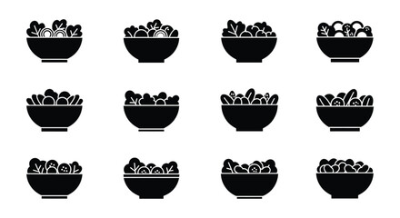 Twelve Bowls of Various Grains and Seeds Icons