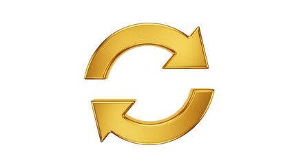 Golden Refresh Arrows Isolated on Black Background for Website and Graphic Design Elements Representing Syncing and Renewal