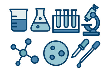 Science lab equipment illustrations for educational use