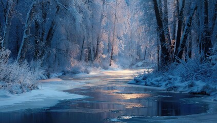 Winter wonderland forest stream