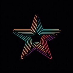 Colorful neon star design with layered lines on a dark background showcasing a modern artistic style