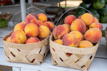 Peaches in basket