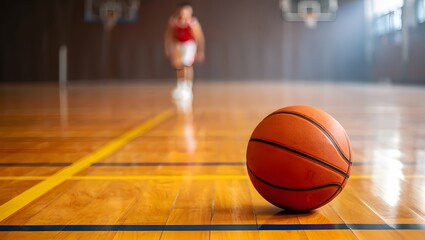 Obraz premium basketball ball on the court