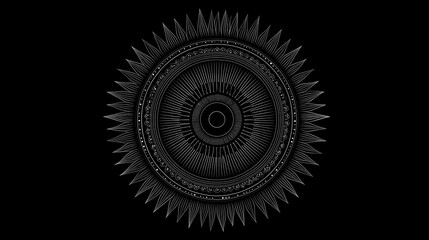 Intricate, symmetrical design in a circular pattern.