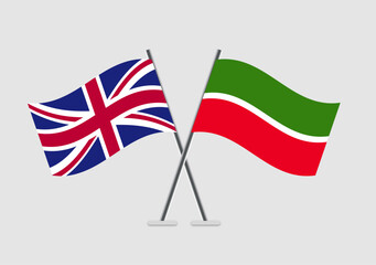 United Kingdom and Tatarstan vector flags depicted in formal pairing
